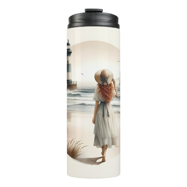 Seaside Lighthouse Stroll Thermal Tumbler (Front)