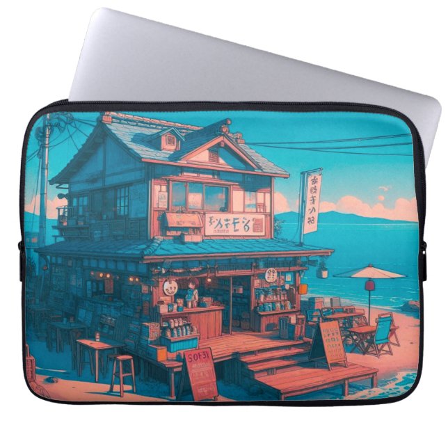 Seaside Lofi Dreams Laptop Sleeve (Front)