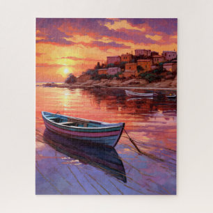 Seaside Mediterranean Fishing Village Jigsaw Puzzle