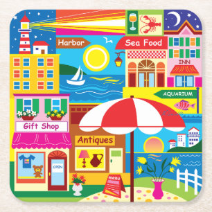 Seaside Memories Square Paper Coaster