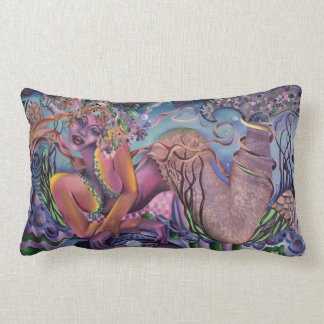 Seaside Mermaid Pillow, Soft Tones, Lumbar Cushion