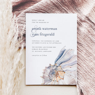 Seaside   Nautical Seashell Wedding Invitation