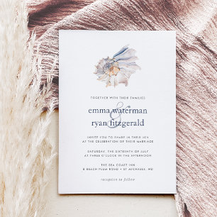Seaside   Nautical Seashell Wedding Invitation