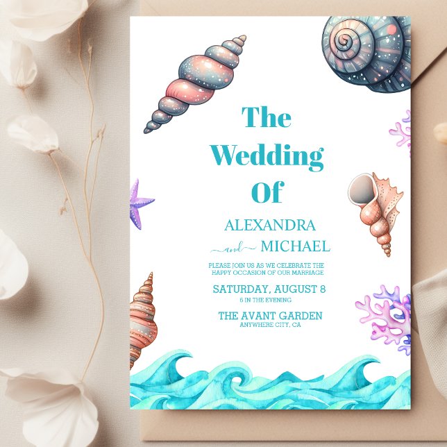 Seaside  Nautical Seashell Wedding Invitation (Creator Uploaded)