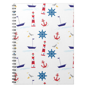 Seaside nautical themed pattern seamless wallpaper notebook