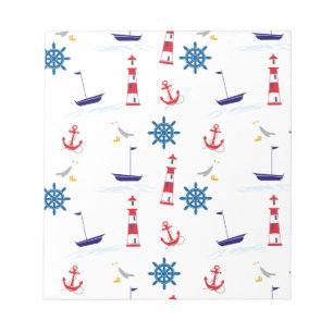 Seaside nautical themed pattern seamless wallpaper notepad