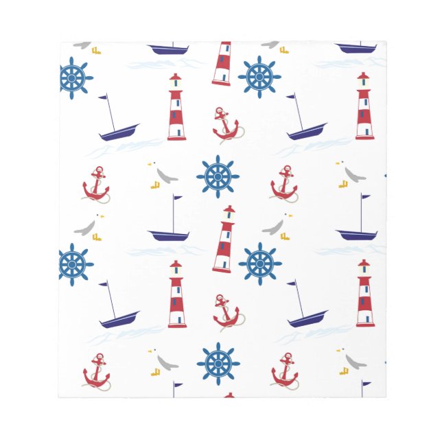 Seaside nautical themed pattern seamless wallpaper notepad (Front)