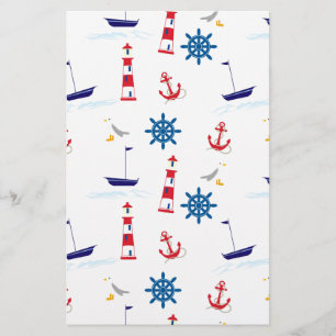 Seaside nautical themed pattern seamless wallpaper stationery