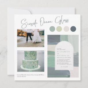 Seaside Ocean Glass Blue Green Colour Palette Invitation