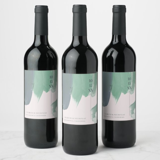 Seaside Ocean Glass | Monogram Wedding Wine Label (Bottles)
