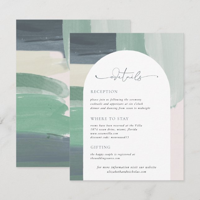 Seaside Ocean Glass | Wedding Guest Details Enclosure Card (Front/Back)