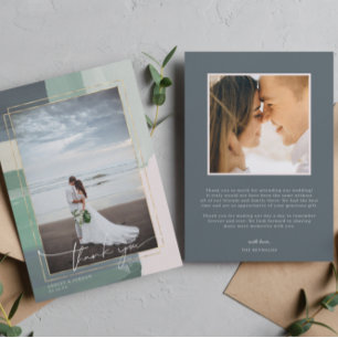 Seaside Ocean Glass   Wedding Photo Thank You