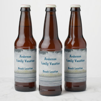 Seaside Ocean Vacation Family Beach Trip Reunion Beer Bottle Label