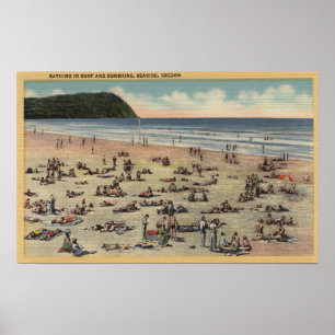 Seaside, Oregon - Bathing in Suft and Sunshine Poster