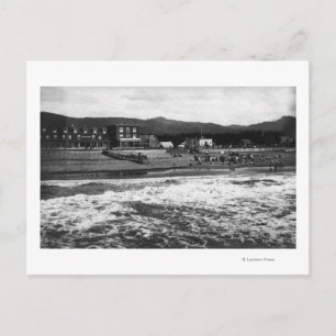 Seaside, Oregon Beach and Hotel Moore Photograph Postcard