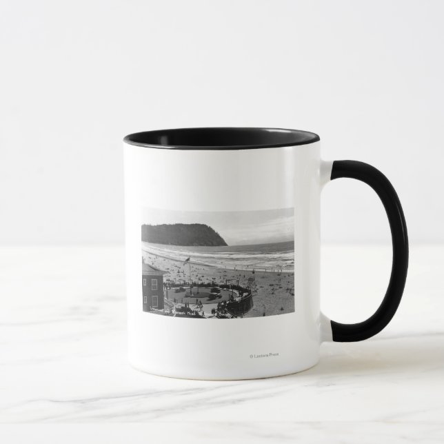 Seaside, Oregon Beach Scene from Air Photograph Mug (Right)