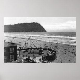 Seaside, Oregon Beach Scene from Air Photograph Poster