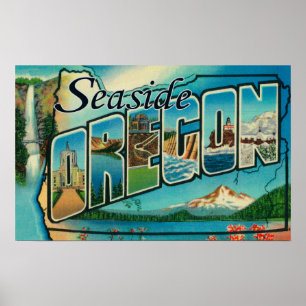Seaside, Oregon - Large Letter Scenes Poster