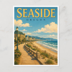 Seaside Oregon Promenade GeoSaga Postcard