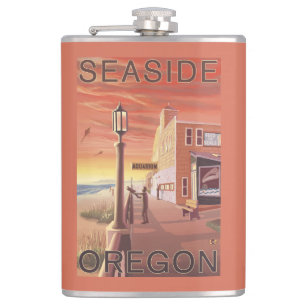 Seaside, OregonAquarium View Hip Flask