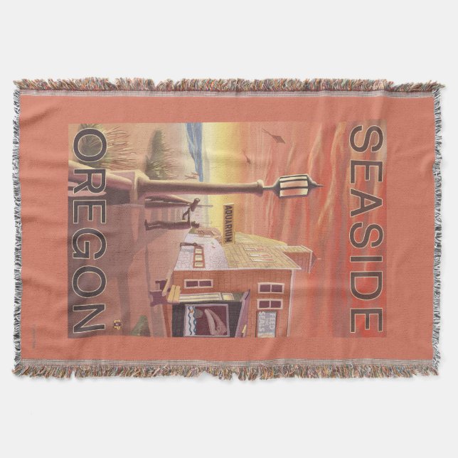 Seaside, OregonAquarium View Throw Blanket (Front)