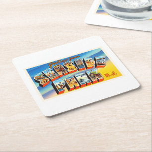 Seaside Park New Jersey NJ Old Vintage Postcard- Square Paper Coaster