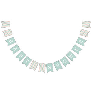 Seaside Pastel Mint Stripe Baby Shower Bunting