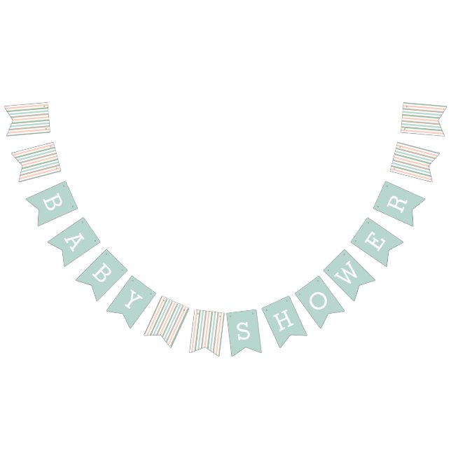 Seaside Pastel Mint Stripe Baby Shower Bunting (All)