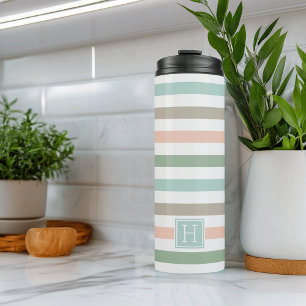 Seaside Pastel Stripe Monogram Thermal Tumbler