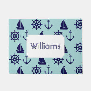 Seaside Pattern Add Your Name Doormat