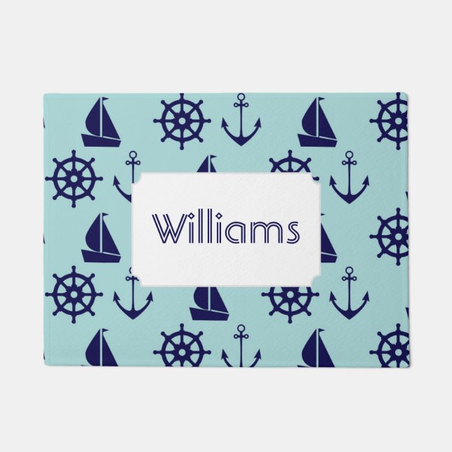 Seaside Pattern | Add Your Name Doormat (Front)