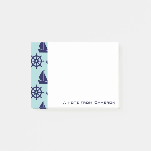 Seaside Pattern | Add Your Name Post-it Notes (Front)