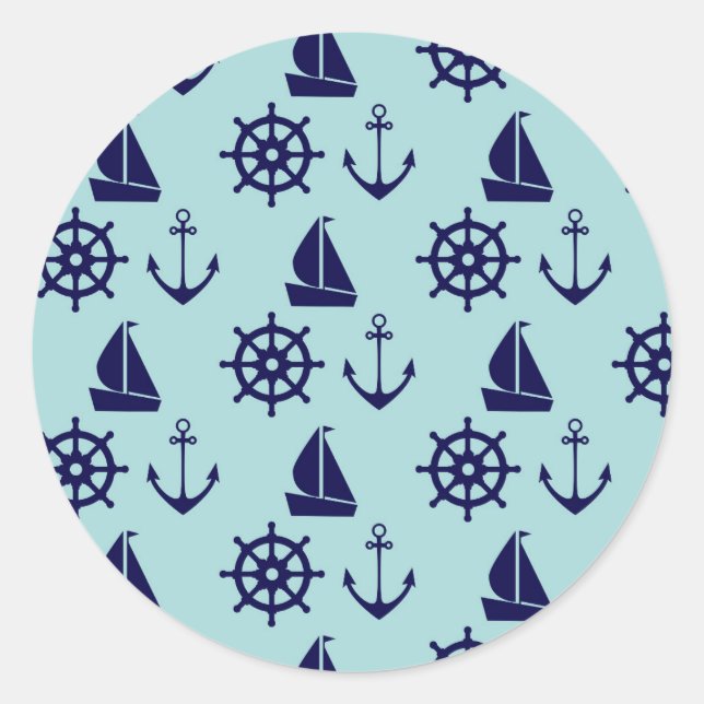 Seaside Pattern Classic Round Sticker (Front)