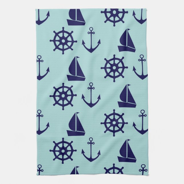 Seaside Pattern Tea Towel (Vertical)