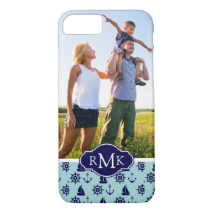 Seaside Pattern  Your Photo & Monogram iPhone 8/7 Case