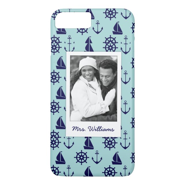 Seaside Pattern | Your Photo & Name Case-Mate iPhone Case (Back)