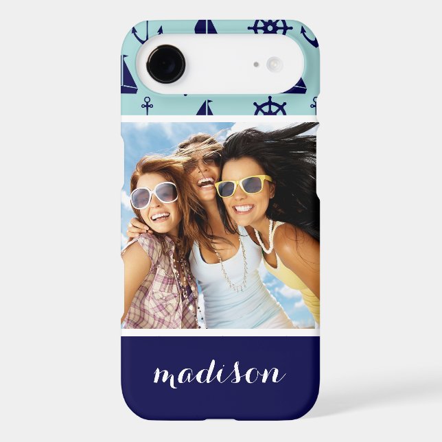 Seaside Pattern | Your Photo & Name Case-Mate iPhone Case (Back)