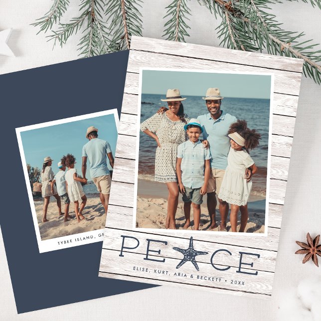 Seaside Peace | Modern Coastal Photo Holiday Card (Creator Uploaded)