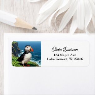 Seaside Puffin Illustration   Personalized Return Address Label