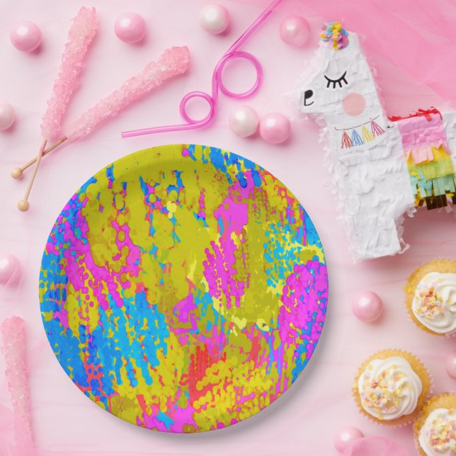 Seaside Random Splatter Paper Plate (Party)