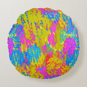 Seaside Random Splatter Round Cushion