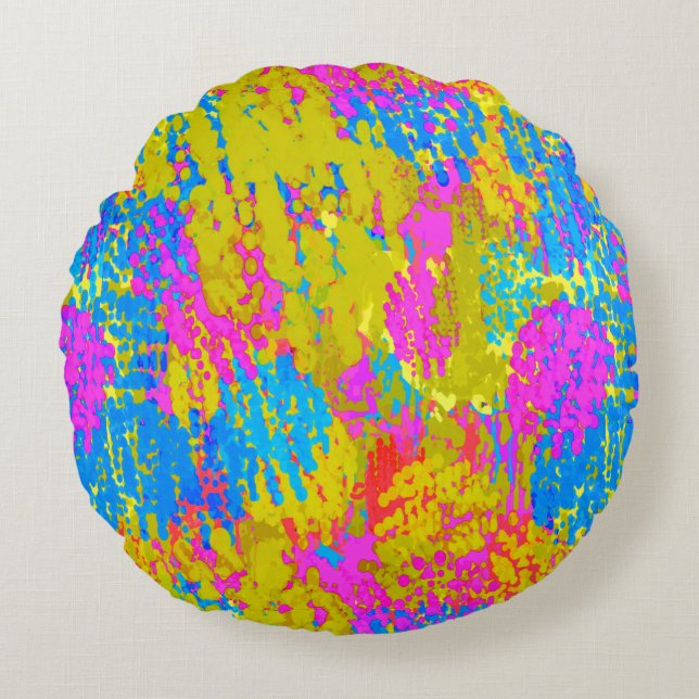 Seaside Random Splatter Round Cushion (Front)