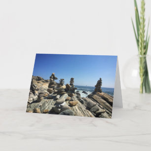 seaside rock cairn greeting card (blank inside)
