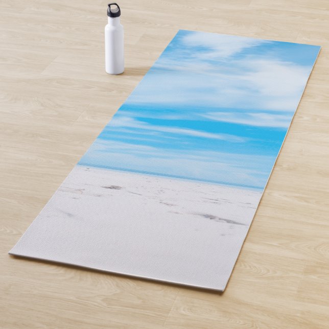 Seaside Sand Blue Sky Clouds Design Template Yoga Mat (In Situ)