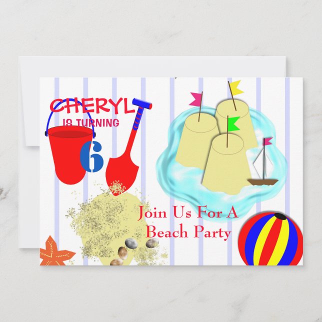 Seaside Sand Castles Fun Summer Beach Themed Invitation (Front)