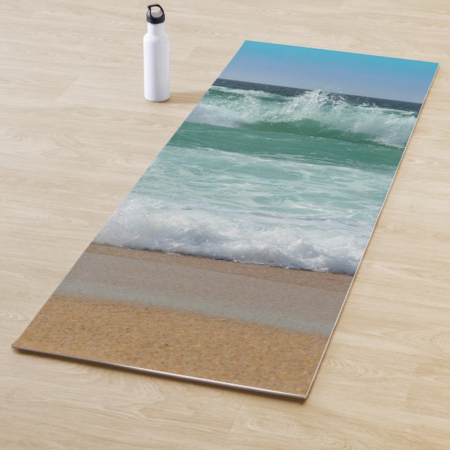 Seaside Sea Waves Sand Beach Template Trendy Yoga Mat (In Situ)