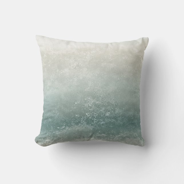 Seaside Seafoam Taupe And Blue Splash Cushion (Front)