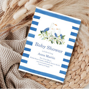 Seaside Seagulls Baby Shower Invitation