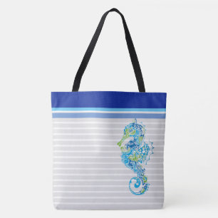 Seaside Seahorse Large Tote Bag