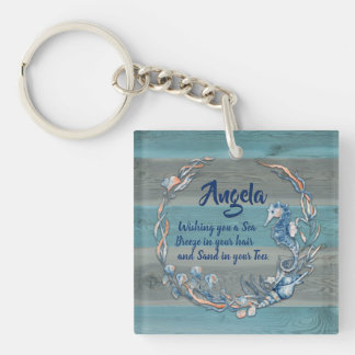 Seaside Seahorse Watercolor Underwater Keychain